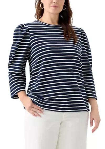 Plus Stripe Long Sleeve T-Shirt