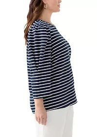 Plus Stripe Long Sleeve T-Shirt