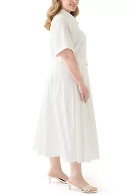 Plus Belted Midi Shirt Dress