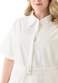 Plus Belted Midi Shirt Dress