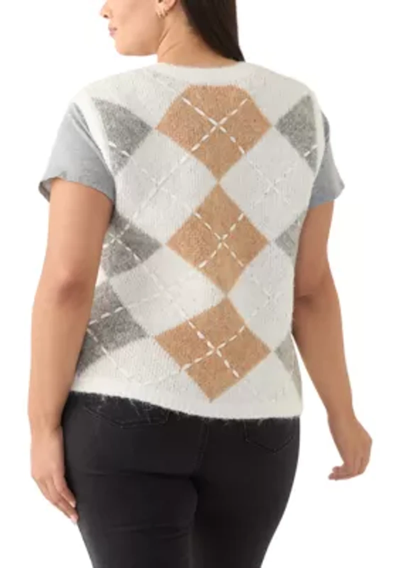 Plus Argyle Knit Vest