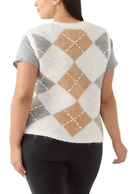Plus Argyle Knit Vest