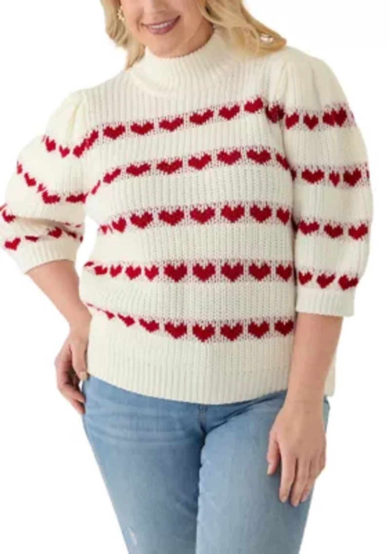 Plus Heart Stripe Detail Sweater