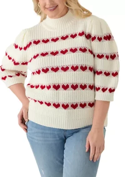 Plus Heart Stripe Detail Sweater
