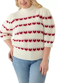 Plus Heart Stripe Detail Sweater