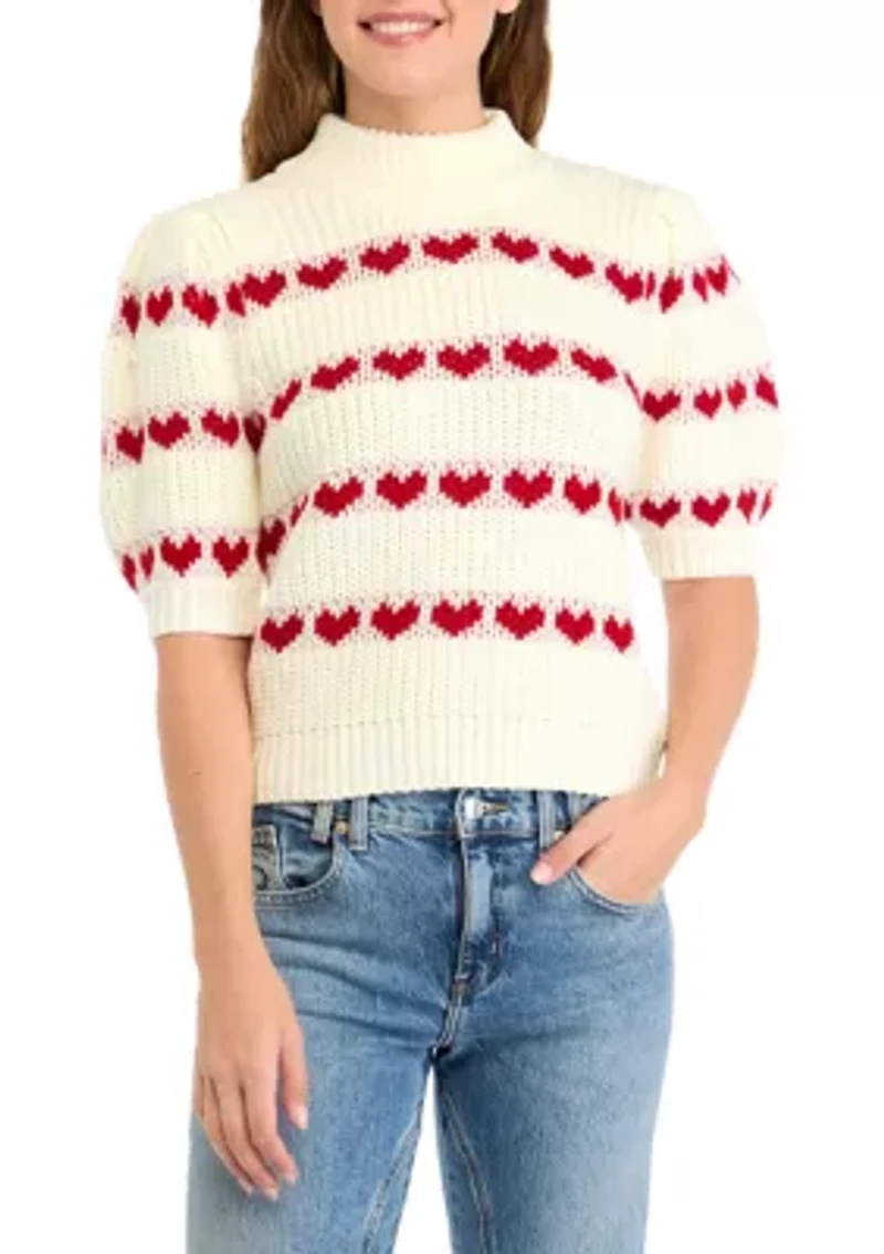 Women's Heart Stripe Detail Sweater