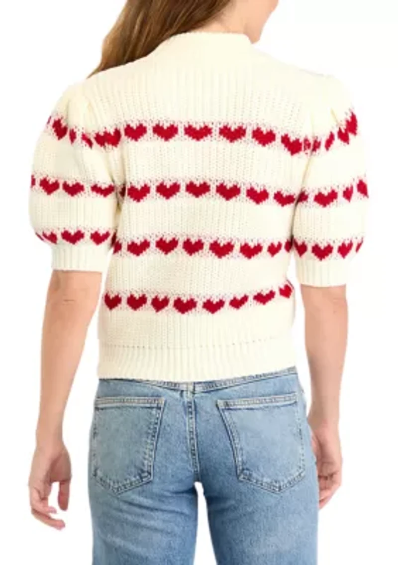 Women's Heart Stripe Detail Sweater