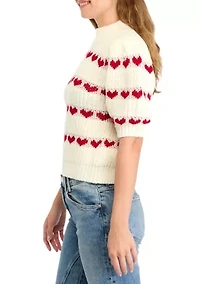 Women's Heart Stripe Detail Sweater