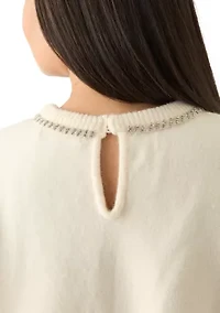 Plus Rhinestone Bow Knit Pullover