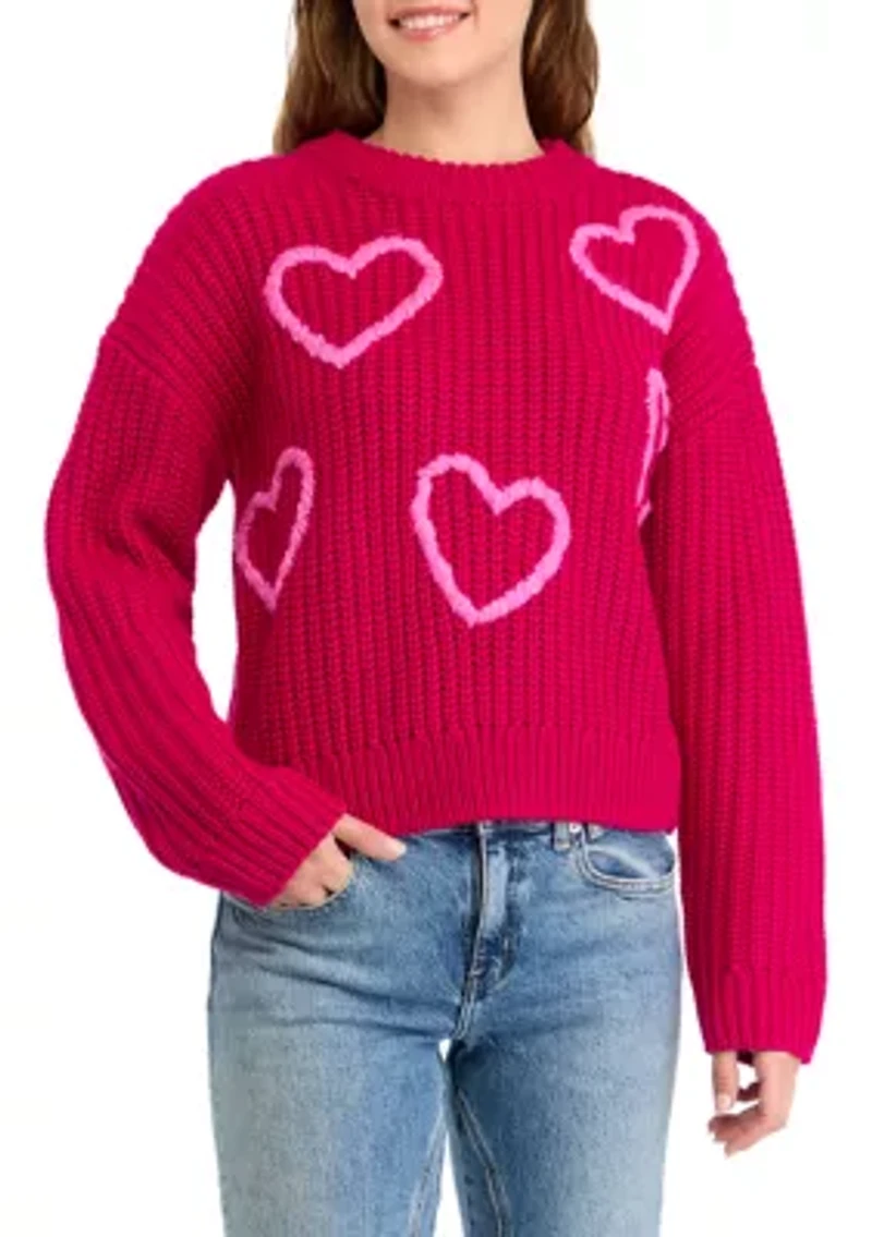 Women's Heart Embroidery Knit Sweater