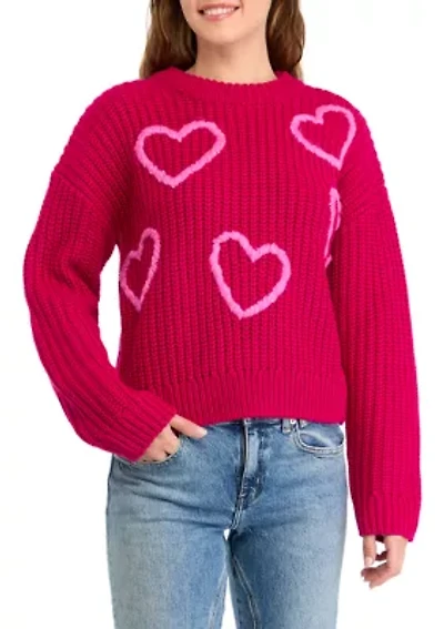 Women's Heart Embroidery Knit Sweater