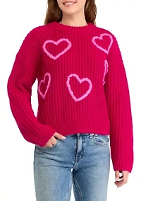 Women's Heart Embroidery Knit Sweater