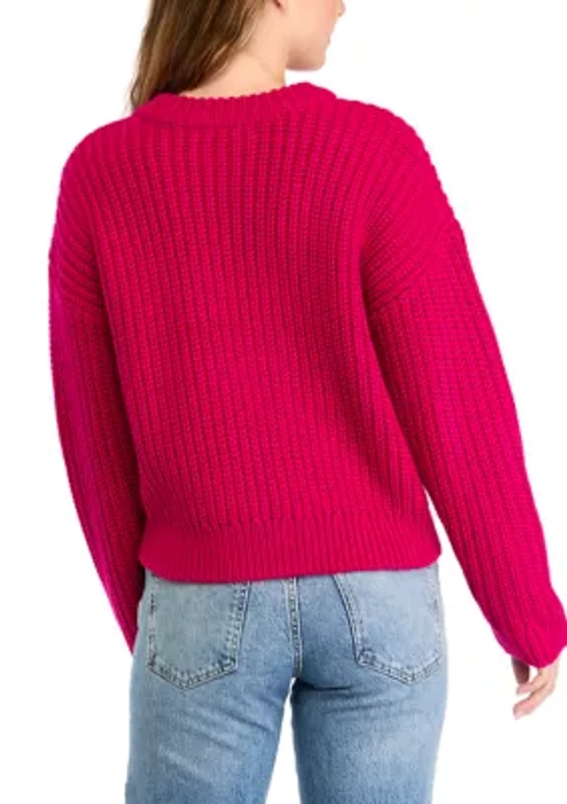 Women's Heart Embroidery Knit Sweater