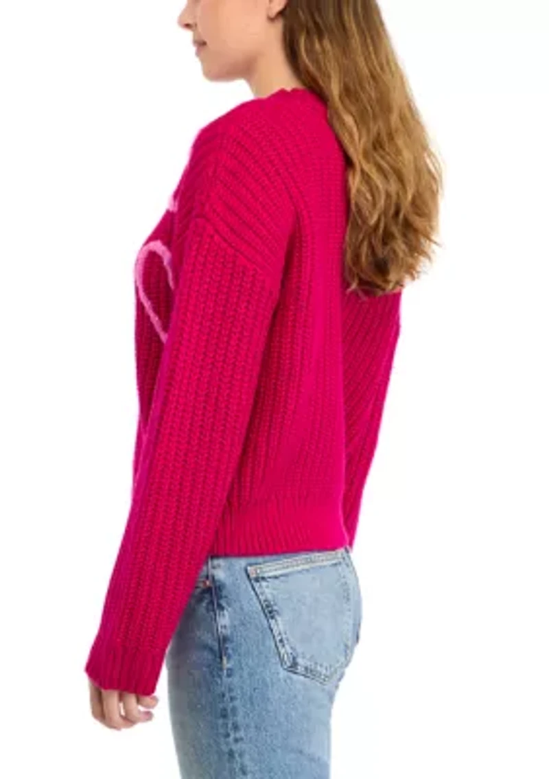Women's Heart Embroidery Knit Sweater