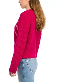 Women's Heart Embroidery Knit Sweater