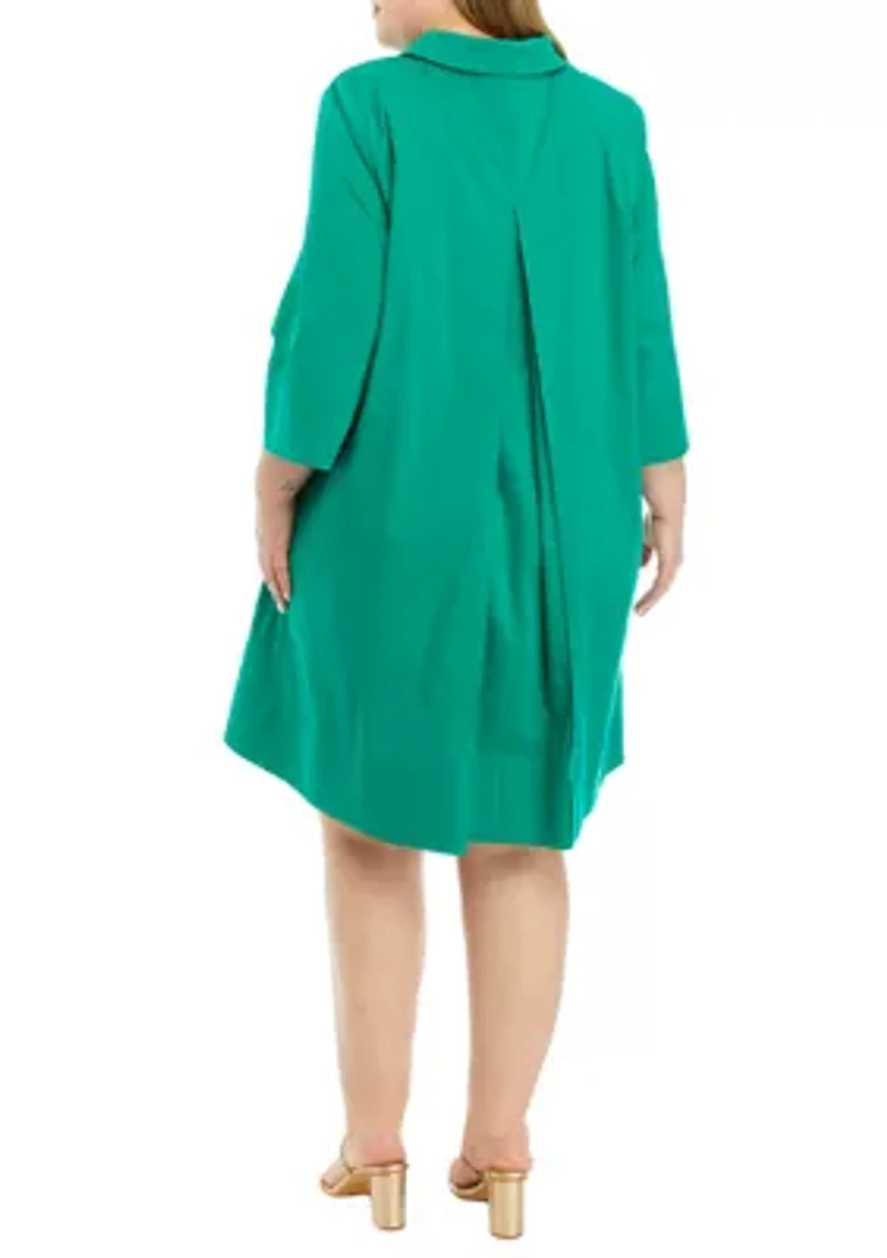 Plus A-Line Kaftan Collar Dress