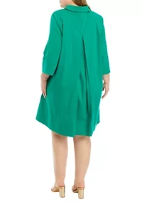 Plus A-Line Kaftan Collar Dress