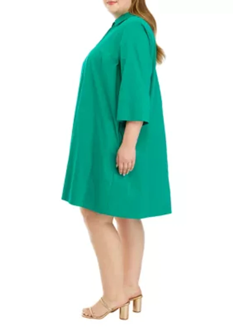 Plus A-Line Kaftan Collar Dress