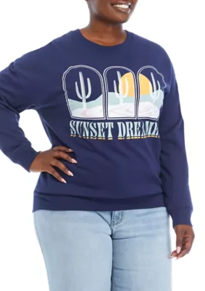 Plus Sunset Dreamer Graphic Fleece Sweater