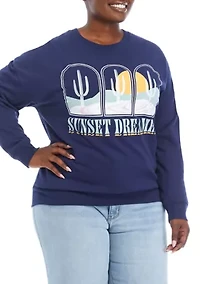 Plus Sunset Dreamer Graphic Fleece Sweater