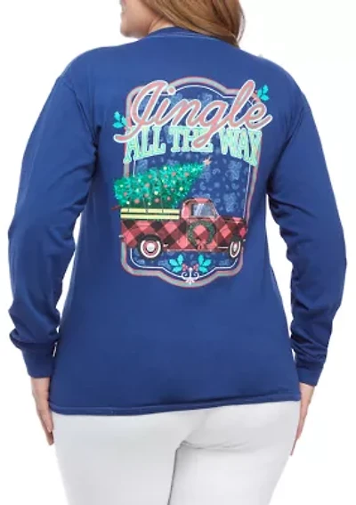 Plus Long Sleeve Jingle All The Way Graphic T-Shirt