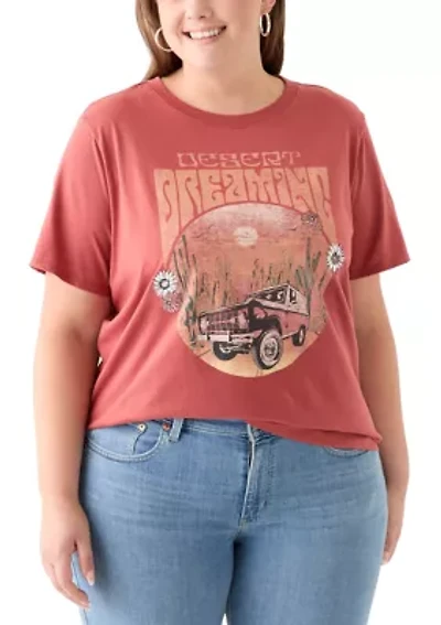 Plus Desert Dreaming Graphic T-Shirt with Embroidery