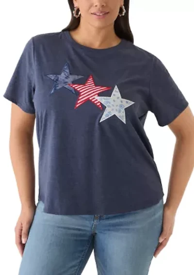Plus Tie Dye Star Print T-Shirt