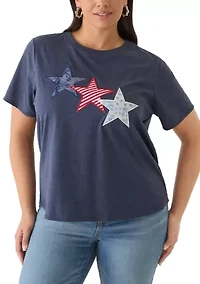 Plus Tie Dye Star Print T-Shirt