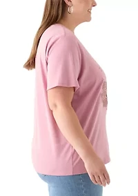 Plus Lone Mountain Range Graphic T-Shirt with Embroidery