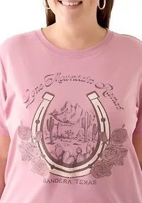 Plus Lone Mountain Range Graphic T-Shirt with Embroidery