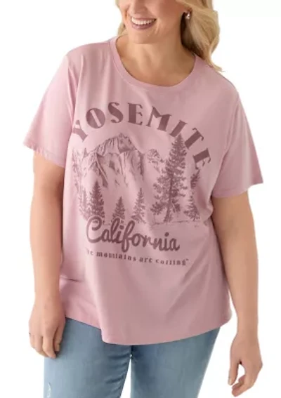 Plus Yosemite Mountains Mineral Wash Graphic T-Shirt