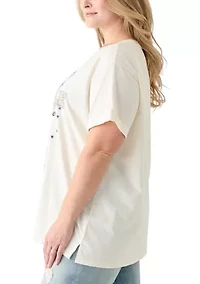 Plus Nashville Boots with Clear Glitter Load Graphic T-Shirt