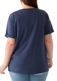 Plus Floral American Flag T-Shirt