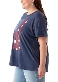 Plus Floral American Flag T-Shirt
