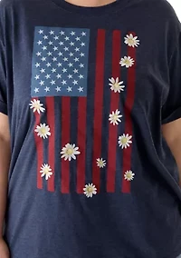 Plus Floral American Flag T-Shirt