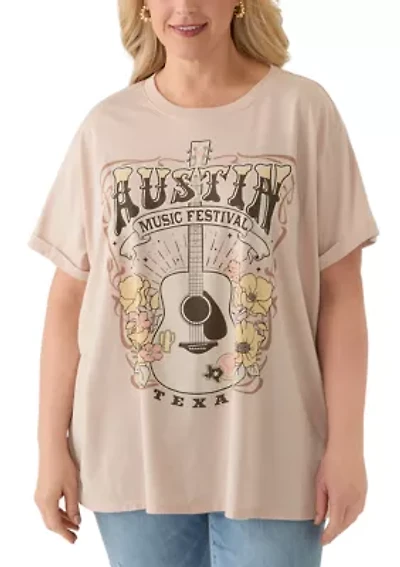 Plus Austin Fest Mineral Wash Graphic T-Shirt
