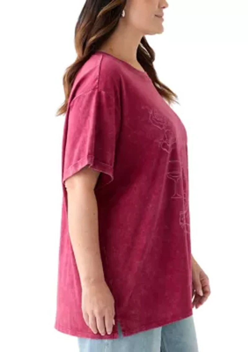 Plus Paris Bows Graphic Mineral Wash T-Shirt