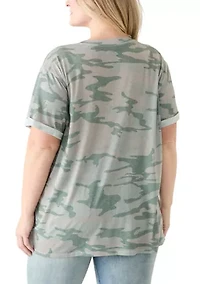 Plus Camo Coors Burnout Graphic T-Shirt
