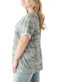 Plus Camo Coors Burnout Graphic T-Shirt