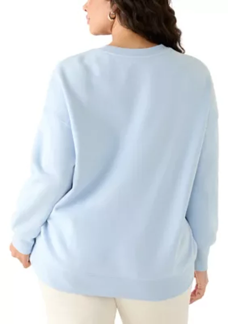 Plus Floral Moon Crew Neck Sweatshirt