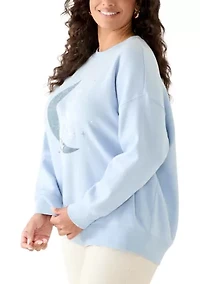 Plus Floral Moon Crew Neck Sweatshirt