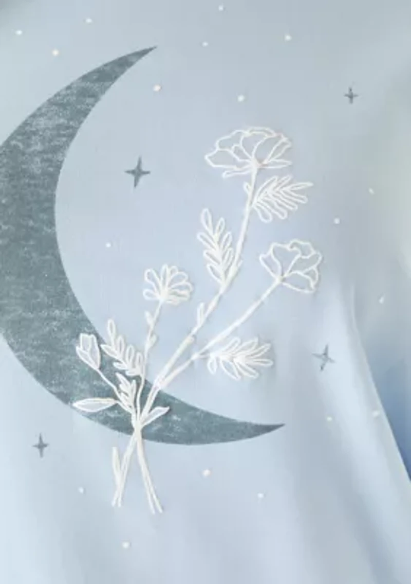 Plus Floral Moon Crew Neck Sweatshirt