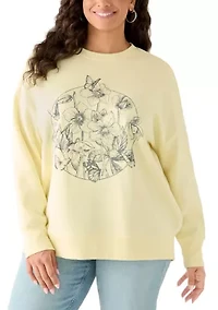 Plus Crew Neck Floral Sweatshirt