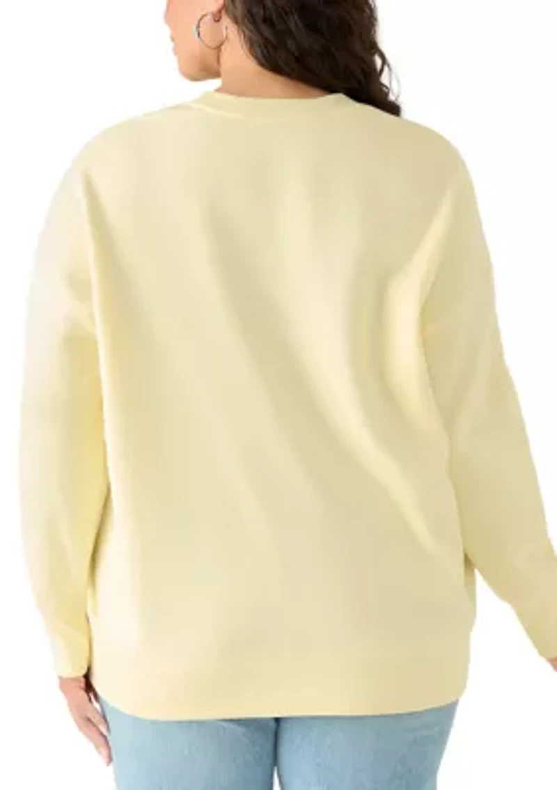 Plus Crew Neck Floral Sweatshirt