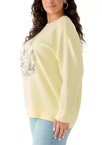 Plus Crew Neck Floral Sweatshirt