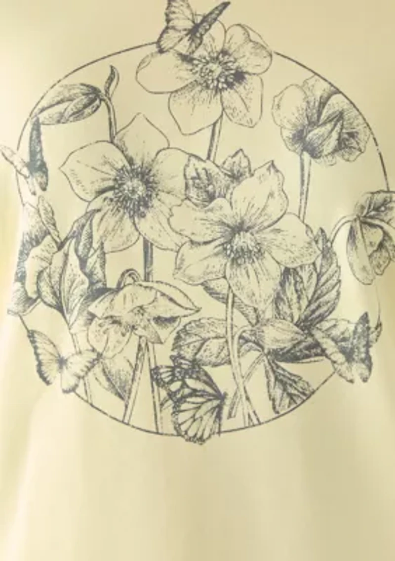 Plus Crew Neck Floral Sweatshirt