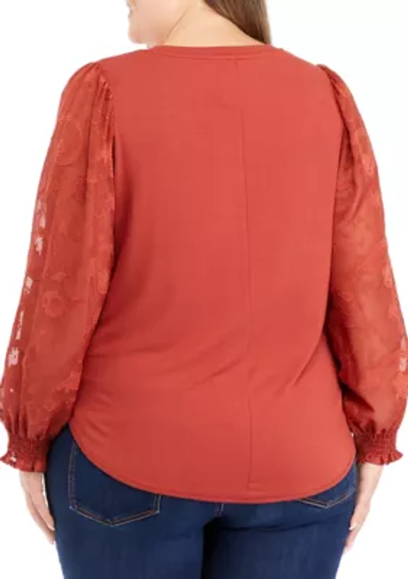 Plus Long Sleeve Julianna Crepe Top