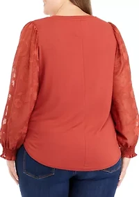 Plus Long Sleeve Julianna Crepe Top