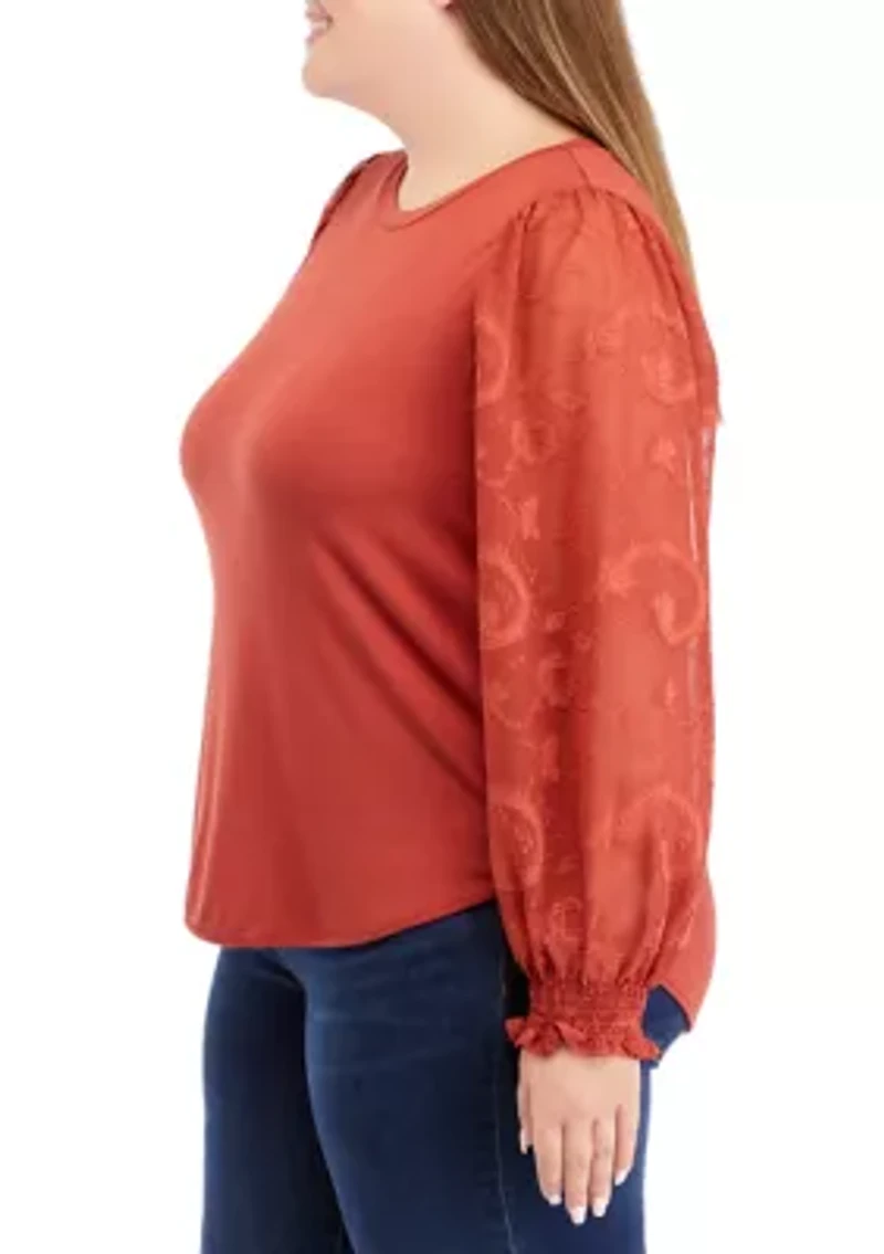 Plus Long Sleeve Julianna Crepe Top