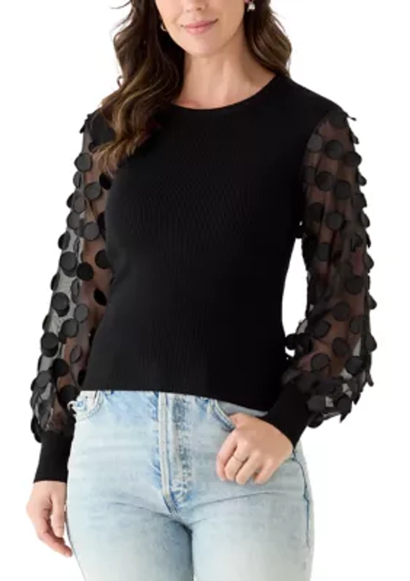 Women's Ribbed Mixed Media Sweater